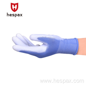 Hespax Polyester Construction Anti-static PU Palm Work Glove